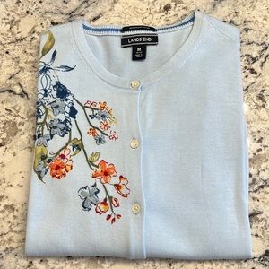 Lands End Cotton Cardigan Size M EUC